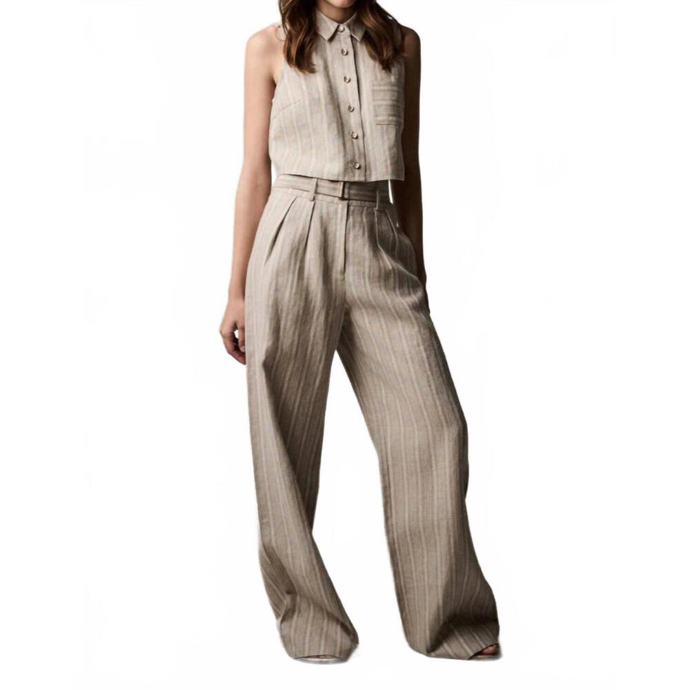 NEW HEVRON alina relaxed wide leg pants in tawny stripe